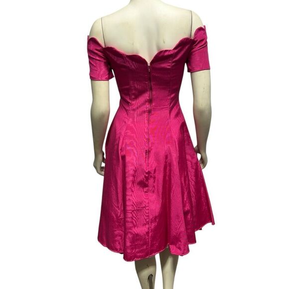 Vintage 80’s Karen Lucas for Nikki Off Shoulder Pink Fit and Flare Party Dress - Picture 4 of 11
